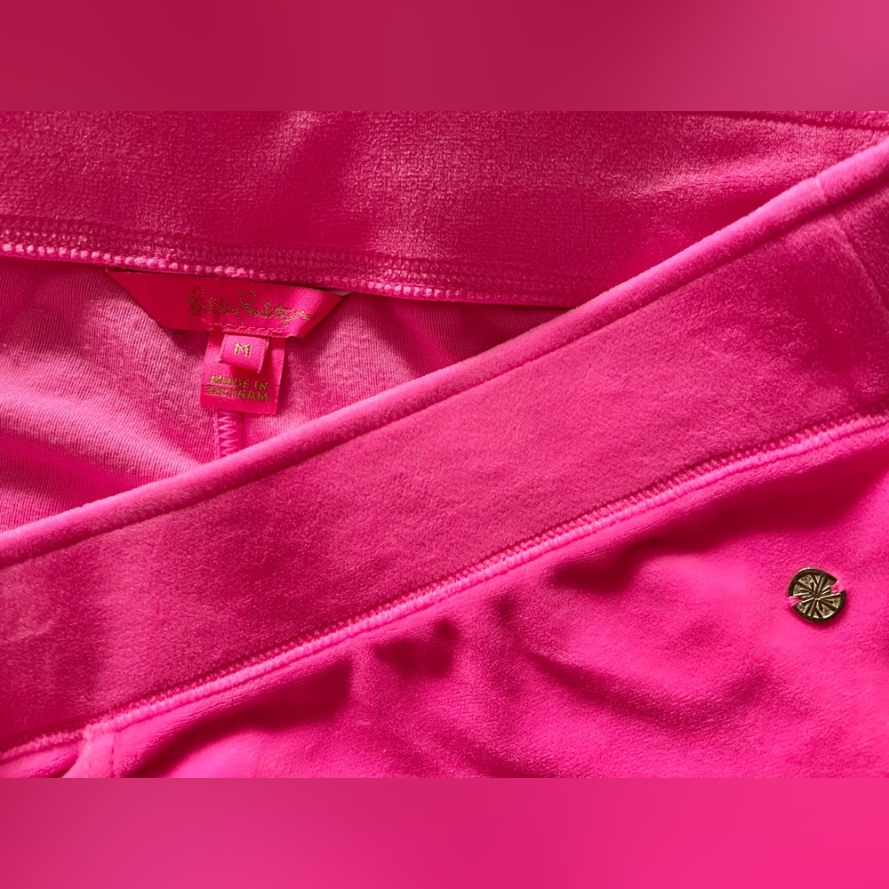 Lily Pulitzer Lounge Set Hoodie/Pants Sz M New w/tags Plumeria Pink Soft Velour - Picture 4 of 14